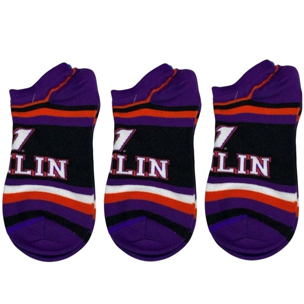 For Bare Feet Purple Orange Danny Hamlin #11 Nascar Stripe Socks M Made in USA